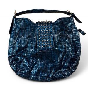 Blue Studded Women's Shoulder Bag